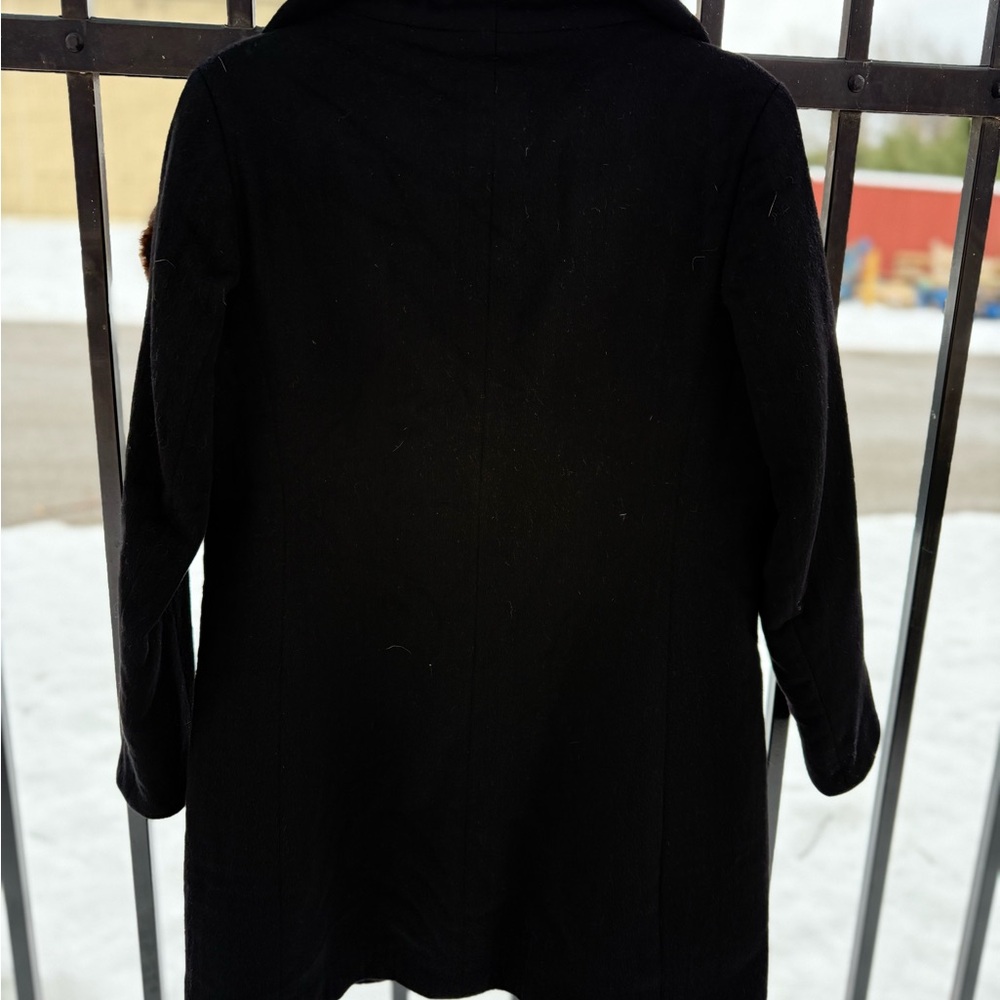 Black Coat with Mink Collar M - Picture 11 of 13